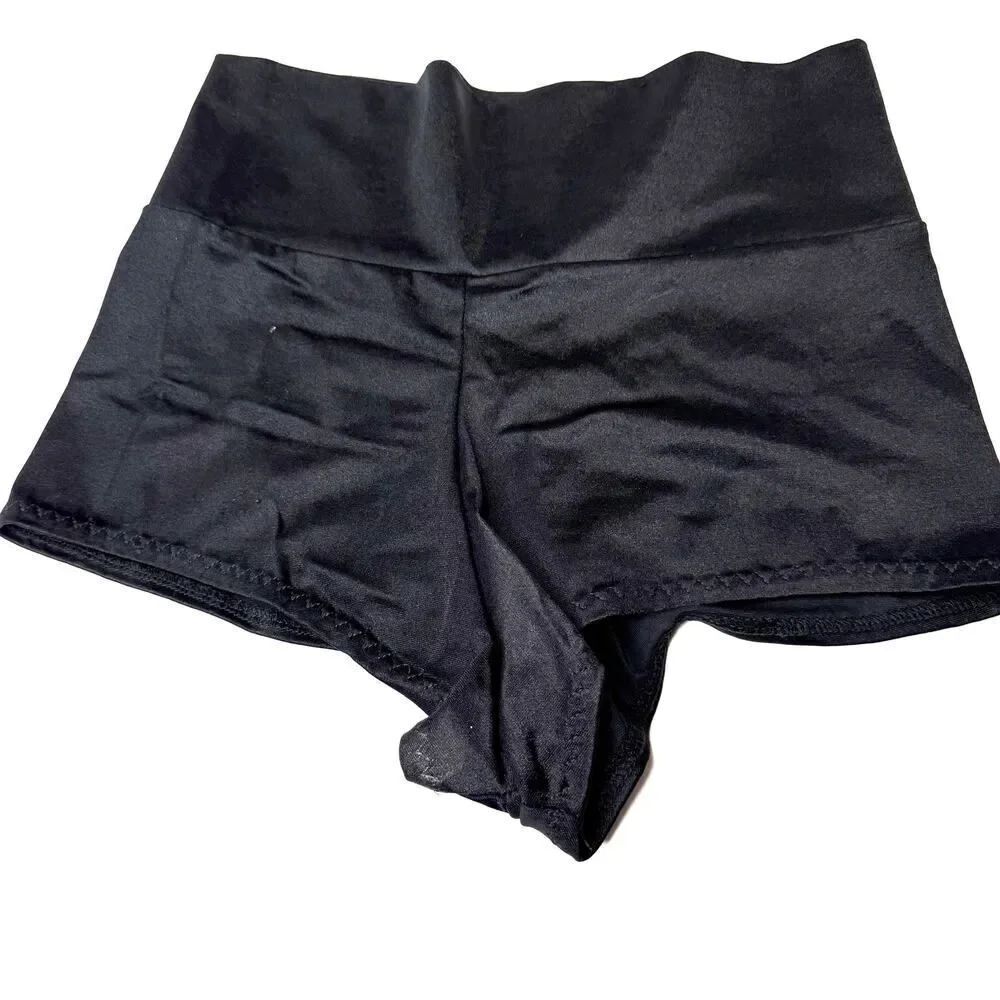 Custom High-Waisted Black Pole Burlesque Dance Shorts – Super Short, Cheeky, (S)